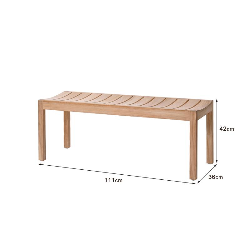 ベンチ ガーデンベンチ 屋外 木製 チーク 無垢材 外 玄関 椅子 スリム