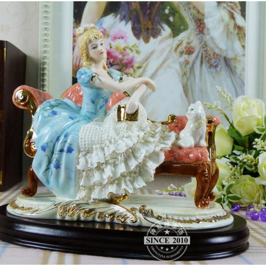 陶器 置物 西洋陶器 北欧磁器 陶器製人形 お姫様 陶器人形 陶器置物