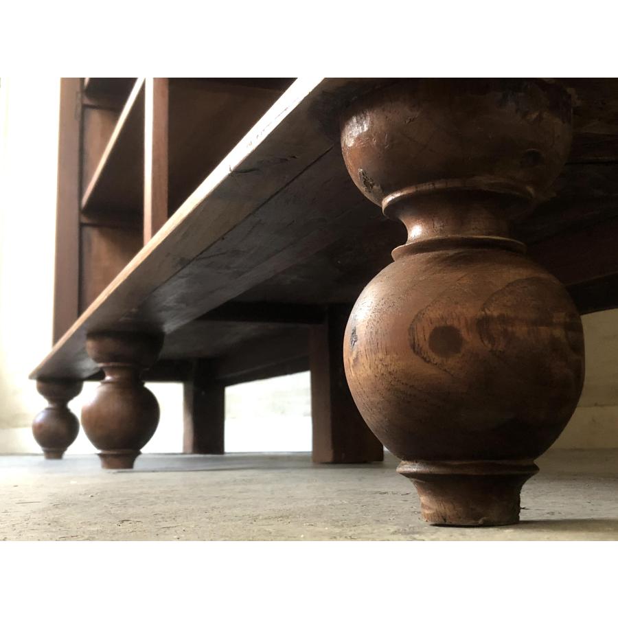 V-590♯W194×D45×H164 特大!アンティークガラスキャビネット チーク材