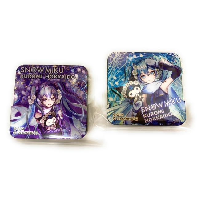 雪ミク 北海道限定☆雪ミク×クロミ 銀箔2段マグネットmagnet☆2種より