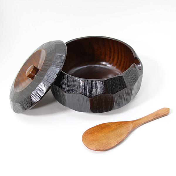 おひつ ひつまぶし 器 飯櫃 木製 漆塗り 亀甲彫 くり抜き 6.0 1合半 和