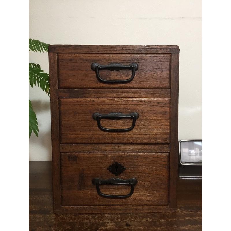 昭和 レトロ アンティーク 木製小引出 小物入 鍵付 : SK STORE - 通販