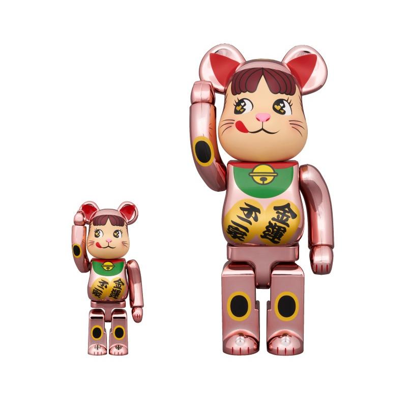 新品】1週間以内発送 BE@RBRICK 招き猫 ペコちゃん 金運ダブル小判 桃
