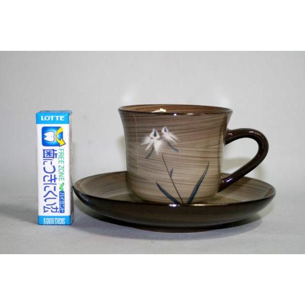 現川焼 臥牛窯「 サギ草朝顔型珈琲碗皿1客」 十三代横石臥牛（お