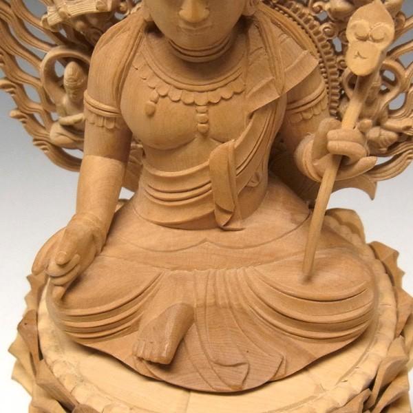 文殊菩薩 普賢菩薩 セット 高さ26cm 玉眼入り 柘植製 木彫り 仏像