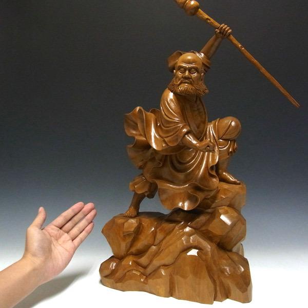 木彫り 達磨大師 高さ61cm 摺り漆仕上げ 置物 楠製 だるま : 仏像と
