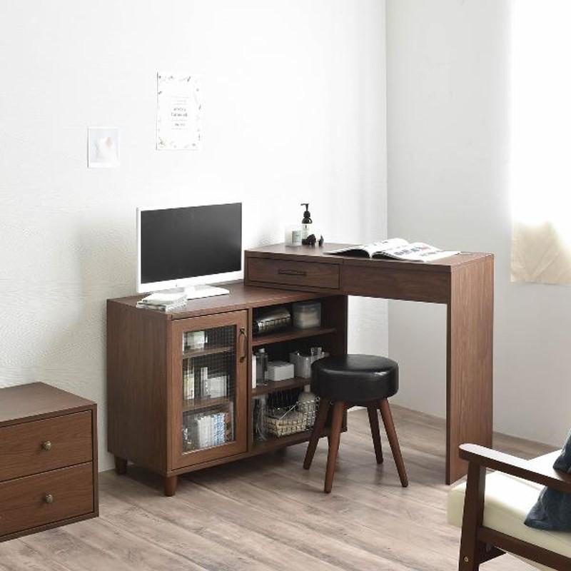 伸縮性ドレッサー SNK ナチュラル 天板内側に鏡付き 鏡台 化粧台