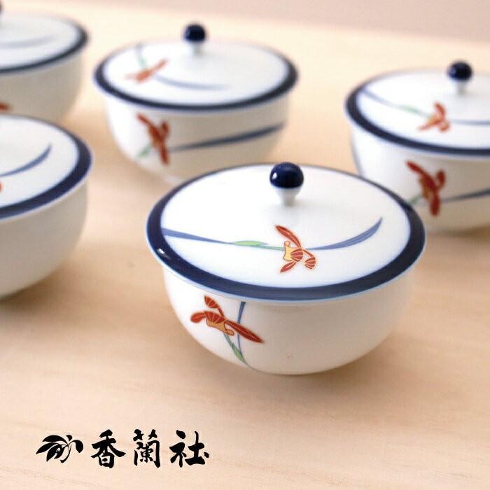 香蘭社 オーキッドレース蓋付湯呑揃 有田焼 日本製 湯呑み セット 五客