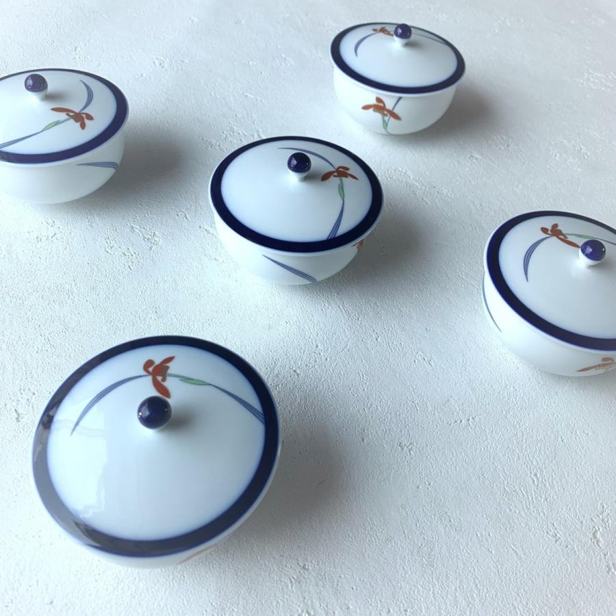 香蘭社 オーキッドレース蓋付湯呑揃 有田焼 日本製 湯呑み セット 五客