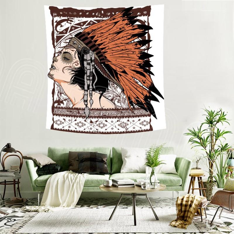 インディアン 先住民族 モーターサイクル バイク スカル タペストリー