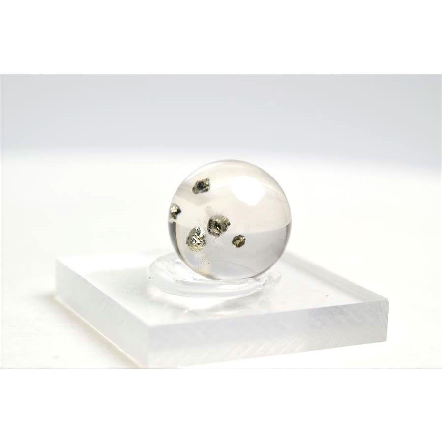 パイライトインクォーツ (約14.5mm珠) AAAA 黄鉄鉱入り水晶 丸玉