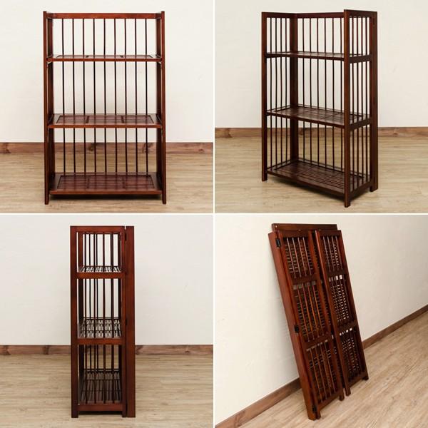 折りたたみラック 棚 3段 バンブー 竹 アジアン : うさぎ屋 インテリア