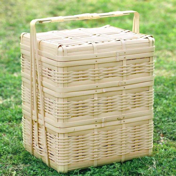白竹三段ピクニックバスケット : 虎斑竹専門店 竹虎 - 通販 - Yahoo