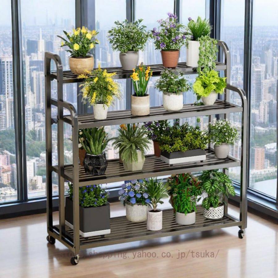 フラワースタンド 花台 室内外兼用の4段フラワースタンド 園芸ラック