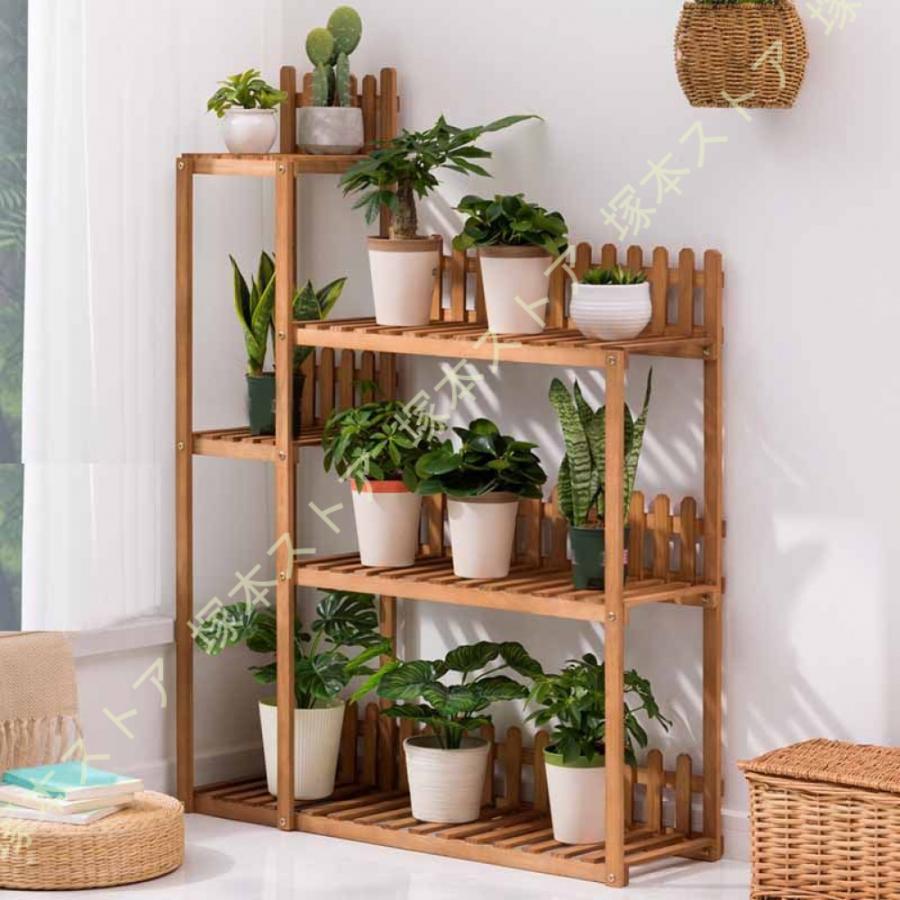ガーデンラック 天然木製 多層 フラワースタンド 木製 花台 盆栽棚 棚