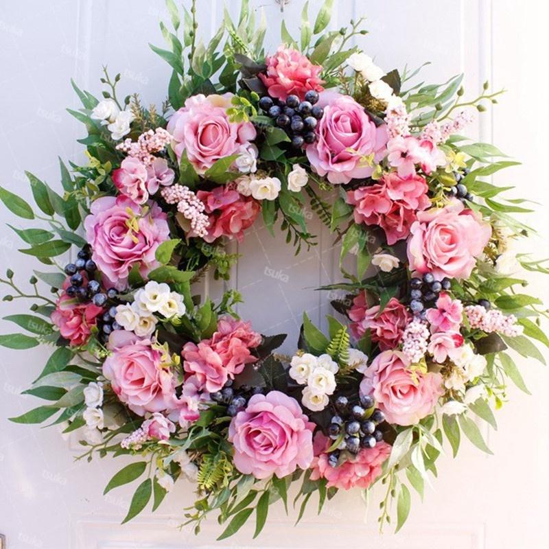 リース 枯れない花 フラワーリース 直径55cm 造花リース 玄関 窓