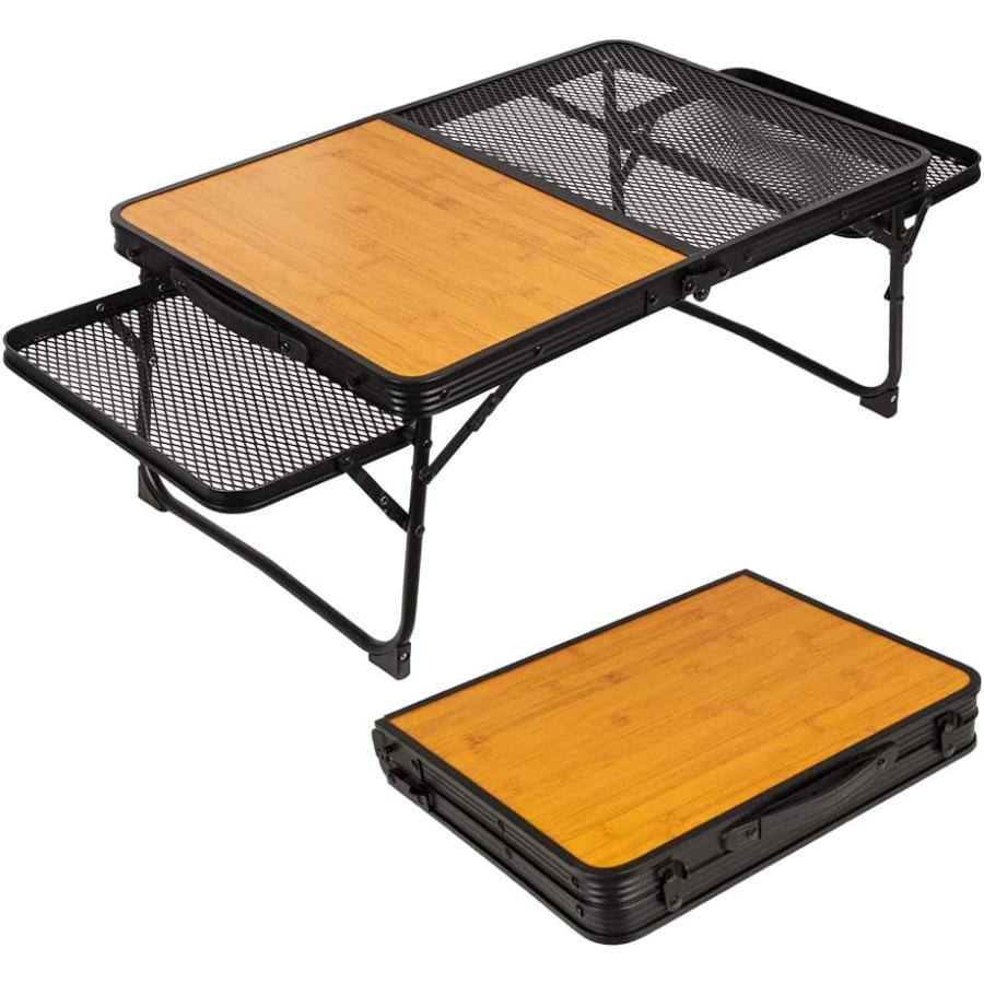 送料無料 キャンプ テーブル メッシュ サイドテーブル付き アウトドア