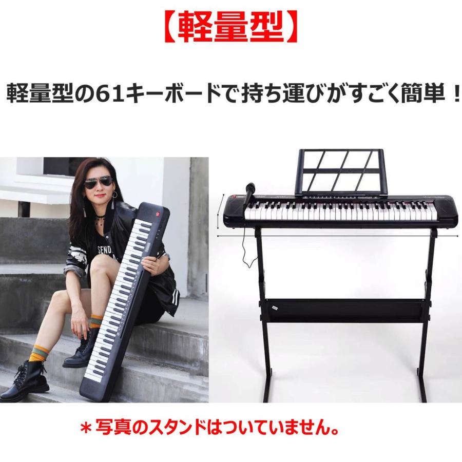 電子キーボード 61鍵盤 日本語表記 電池給電可能 200種類音色 200種類