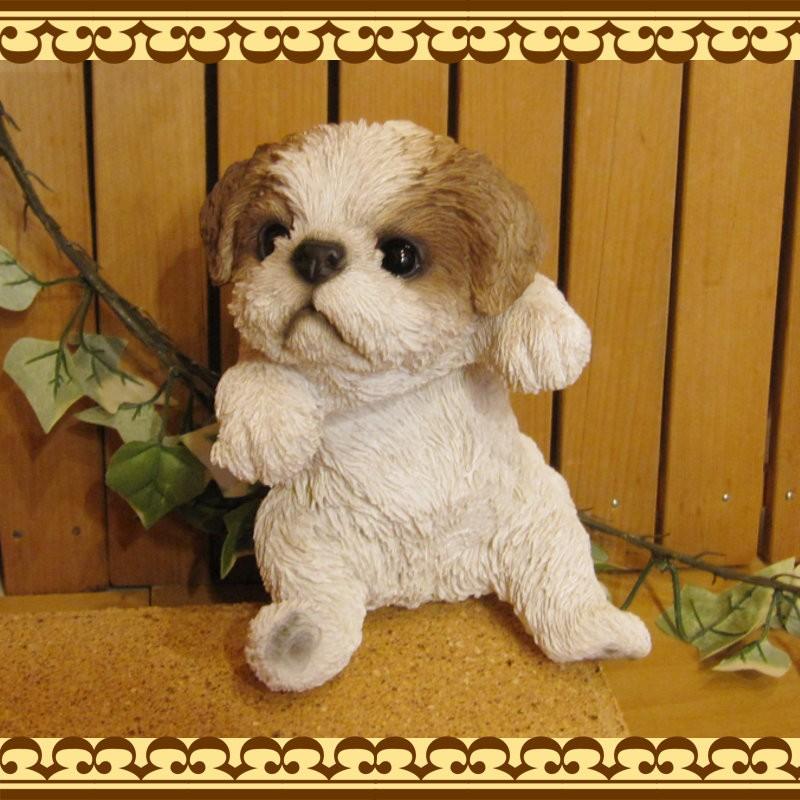 置物 動物 可愛い 犬の置物 シーズー リアル ぶらさがりドッグ 子いぬ