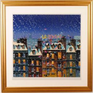 ベルナール・カトラン ピンクと黒の背景の白い薔薇の小さな花束 花