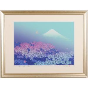 丹頂鶴 絵画 鳥 木版画 和風 池上壮豊 「樹氷」 額付き : アート