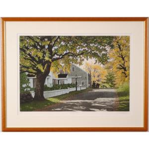 風景画 絵画 楓 絵 銅版画 エッチング 手彩色 キャロル・コレット