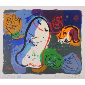 ポップアート 絵画 猫 シルクスクリーン 版画 マイケル・ルー