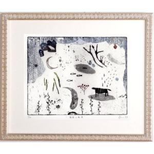 抽象画 絵画 犬 絵 銅版画 エッチング オバタクミ 「Exit 13」 額付き