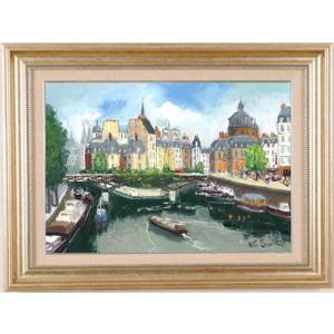 パリ 風景画 絵画 フランス 油絵 油彩画 斉藤要 「パリ」 額付き