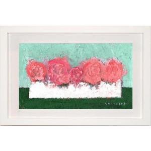 花 絵画 薔薇 油絵 油彩画 静物画 中西賢二 「花の窓」 額付き
