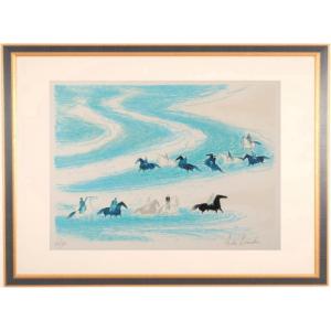 田中幸一 森の中の白馬 絵画 油絵 馬 インテリア 一点物 プレゼント