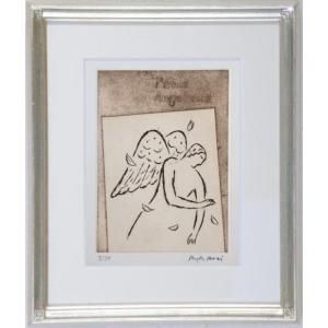 猫 絵画 可愛い絵 銅版画 エッチング 鷹塀三奈 「GOOD NIGHT LITTLE