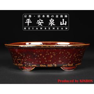 盆栽鉢 植木鉢 「平安泉山紫結晶楕円鉢」 山草鉢 色鉢 清水焼 京焼