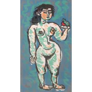 梅原龍三郎 座る裸婦 (117/175) 版画 絵画 リトグラフ 有名画家 中古