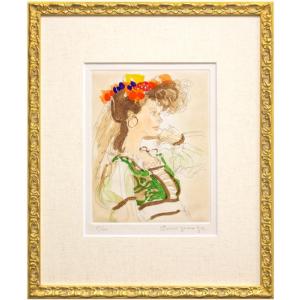 藤井 勉 『少女』 リトグラフ（石版画）+手彩色 : 内田画廊 - 通販