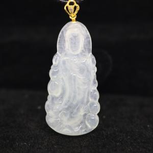 お守り 立像 観音菩薩 ミャンマー天然翡翠 ジェイダイト ヒスイ