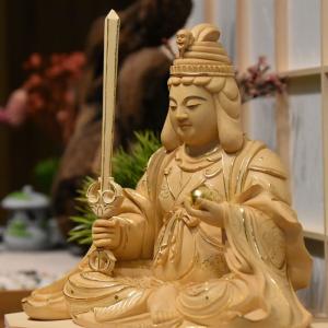 木彫り 仏像 【閻魔大王】 桧木 坐2.5寸 古色 総高約13cm : 海宇工芸館