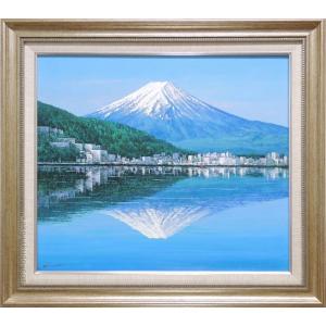 絵画 油絵 富士山と桜 （小川久雄） 【肉筆】【油絵】【桜絵】【海・山