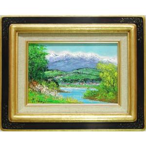 絵画 油絵 木曽 駒ヶ岳 （岡島哲夫） 【海・山】【肉筆】【油絵