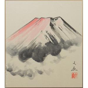 絵画 油絵 赤富士 （土屋茂） F6号 【肉筆】【油絵】【富士】【6号