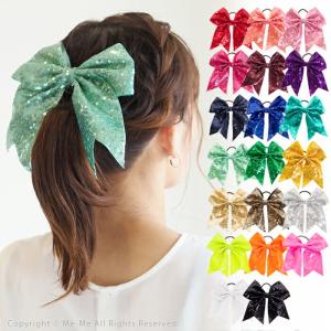 ヘアアクセサリー りぼん リボン ヘアゴム 選べる20color スパンコール