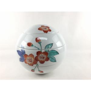 有田焼 李荘窯 玉重 色駒 色絵駒筋 珠型三段重 化粧箱付き 重箱 3段