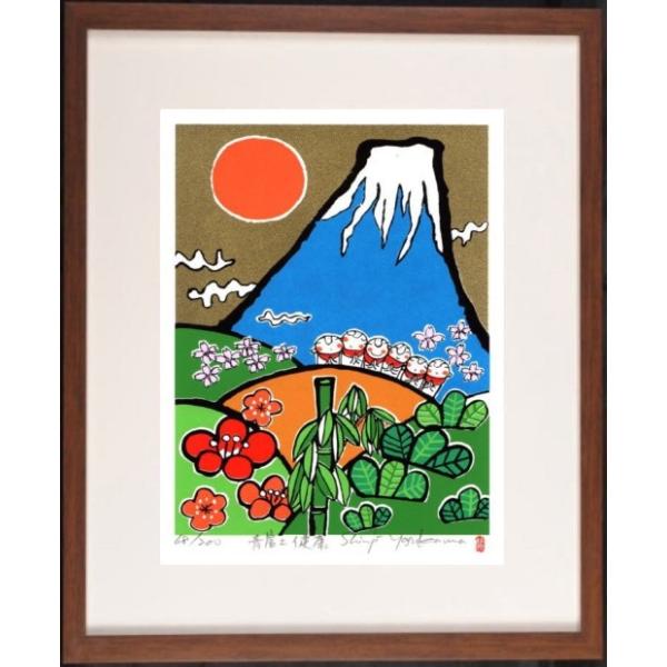 富士山 絵画 お地蔵さん 松竹梅 桜 和風 絵 シルクスクリーン 版画