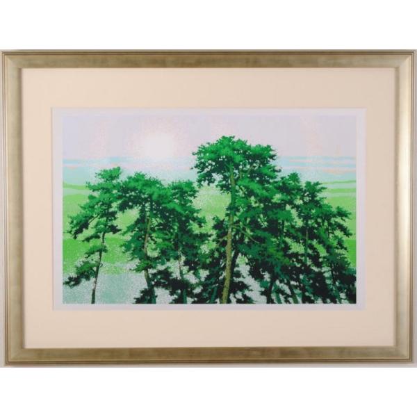 松 絵画 木 絵 シルクスクリーン 版画 池上壮豊 「松韻-参」 額付き