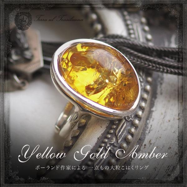 天然琥珀1点ものハンドメイド シルバーリング 送料無料 tr1313 S