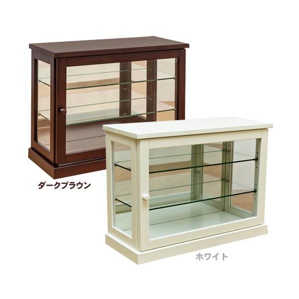 ガラスキャビネット 3段 天然木 コレクションケース 横 W60cm 飾り棚