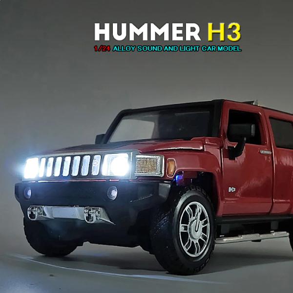 HUMMER（ハマー） H3 1/24 ミニカー 全2色 ライト点灯 サウンド 合金
