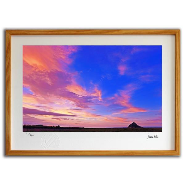 版画 絵画 夕焼けのモンサンミッシェル003 パリ 堀田東 壁掛け 壁飾り