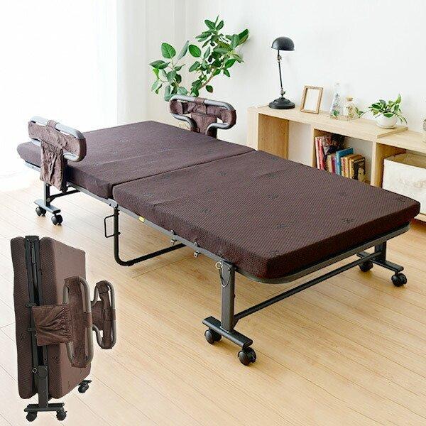 山善（YAMAZEN） 手すり付き 折りたたみベッド シングル ハイタイプ