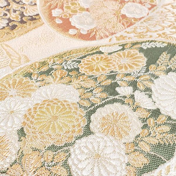 西陣織 老舗 加納幸 織物 謹製 蛤四季草花文様 袋帯 : 帯専門店おびや